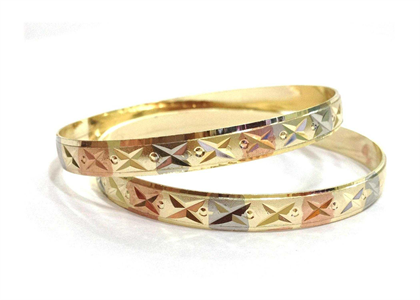 Three Tone Plated | Diamond Cut Bangles